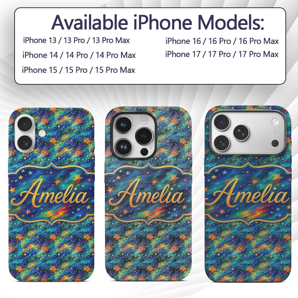Vibrant Galaxy Swirl Stars Cosmic Printed Design Custom Name Protective Phone Case Mobile Cover Durable Everyday Smartphone Shock Resistant