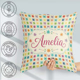 Custom Name Geometric Starburst Multicolor Seamless Pattern Name Square Filled Cushion Throw Pillow Sofa Bed Home Decor Zip Washable UK Made