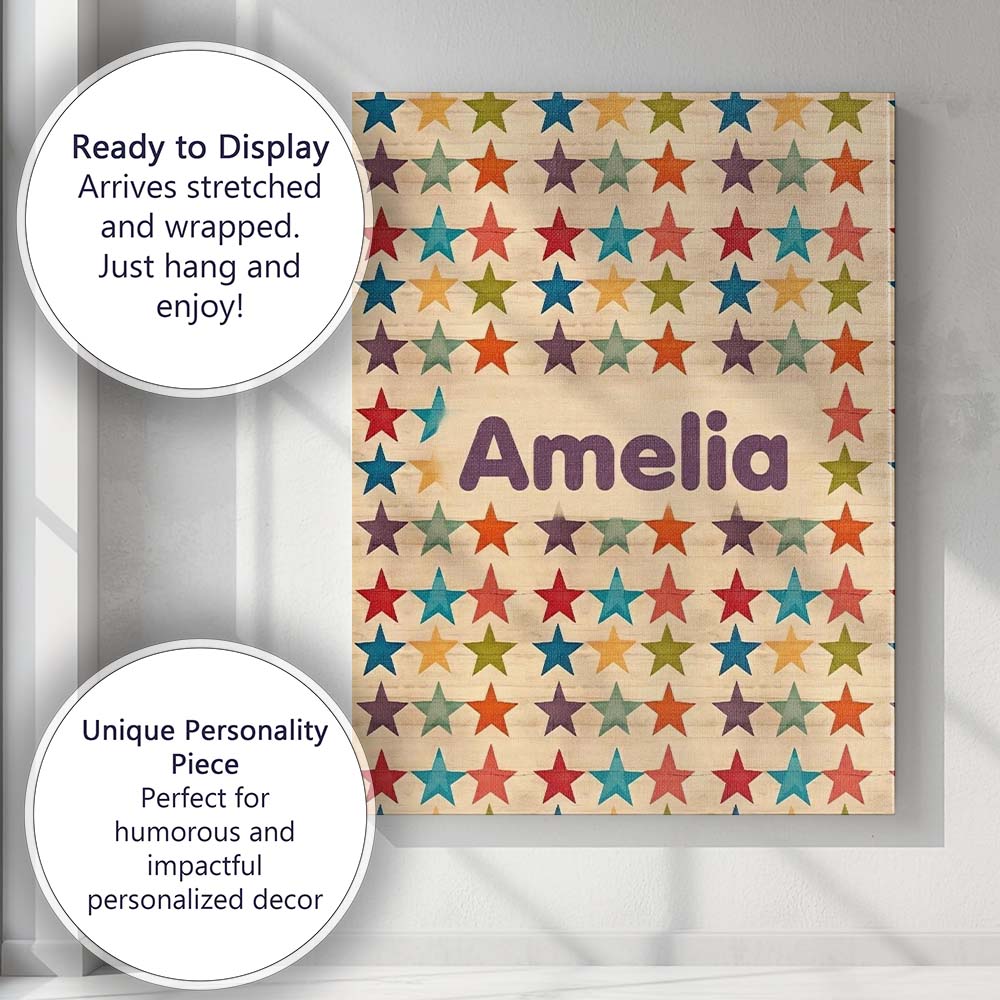 Personalised Name Rustic Wooden Background Custom  Unique Gift Idea Elegant Feature Canvas Wall Art Print Decor Picture Ready to Hang