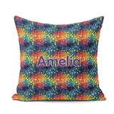 Custom Name Rainbow Galaxy Butterfly Stars Cosmic Burst Seamless Square Filled Cushion Throw Pillow Sofa Bed Home Decor Zip Washable UK Made