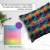 Custom Name Rainbow Galaxy Butterfly Stars Cosmic Burst Seamless Square Filled Cushion Throw Pillow Sofa Bed Home Decor Zip Washable UK Made
