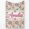 Bright Folk Art Floral Ditsy Pattern Colorful Flowers Seamless Name  Personalised Custom Name Super Soft Fleece Blanket Bed Sofa Throw
