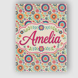 Personalised Name Bright Folk Floral Custom  Contemporary Display Elegant Feature Canvas Wall Art Print Decor Picture Ready to Hang