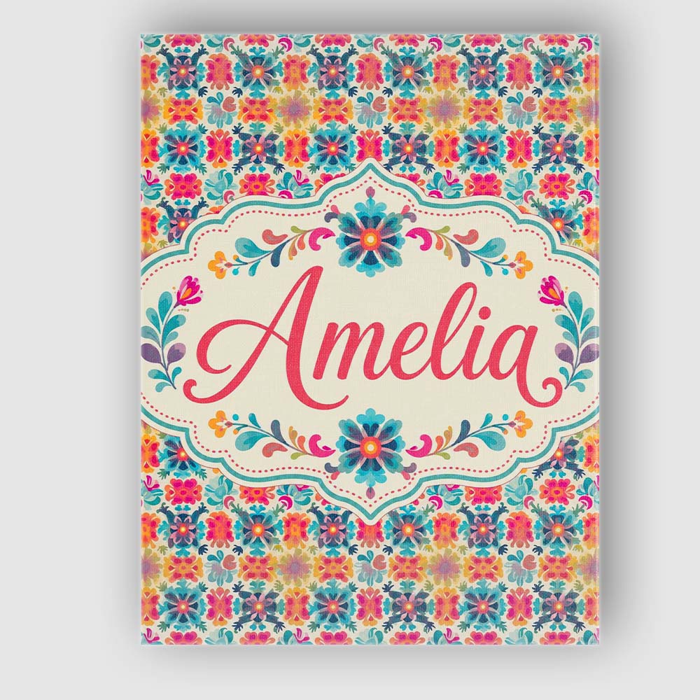 Personalised Name Boho Floral Folk Garden Custom  Unique Gift Idea Elegant Feature Canvas Wall Art Print Decor Picture Ready to Hang