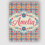 Personalised Name Boho Floral Folk Garden Custom  Unique Gift Idea Elegant Feature Canvas Wall Art Print Decor Picture Ready to Hang