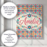 Personalised Name Boho Floral Folk Garden Custom  Unique Gift Idea Elegant Feature Canvas Wall Art Print Decor Picture Ready to Hang