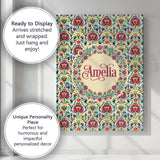 Personalised Name Scandinavian Folk Floral Custom  Unique Gift Idea Elegant Feature Canvas Wall Art Print Decor Picture Ready to Hang