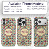 Scandinavian Folk Floral Meadow Bright Flowers Custom Name Protective Phone Case Mobile Cover Durable Everyday Smartphone Shock Resistant