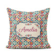 Custom Name Bohemian Floral Tile Symmetry Vibrant Garden Pattern Square Filled Cushion Throw Pillow Sofa Bed Home Decor Zip Washable UK Made
