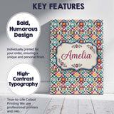 Personalised Name Bohemian Floral Tile Custom  Modern Room Accent Elegant Feature Canvas Wall Art Print Decor Picture Ready to Hang