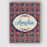 Personalised Name Bold Folk Floral Night Custom  Unique Gift Idea Elegant Feature Canvas Wall Art Print Decor Picture Ready to Hang