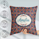 Custom Name Bold Folk Floral Night Garden Blossoms Seamless Name Square Filled Cushion Throw Pillow Sofa Bed Home Decor Zip Washable UK Made
