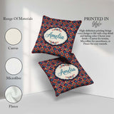 Custom Name Bold Folk Floral Night Garden Blossoms Seamless Name Square Filled Cushion Throw Pillow Sofa Bed Home Decor Zip Washable UK Made
