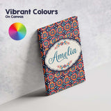 Personalised Name Bold Folk Floral Night Custom  Unique Gift Idea Elegant Feature Canvas Wall Art Print Decor Picture Ready to Hang