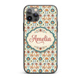 Scandinavian Folk Floral Garden Vintage Style Custom Name Protective Phone Case Mobile Cover Durable Everyday Smartphone Shock Resistant