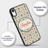 Scandinavian Folk Floral Garden Vintage Style Custom Name Protective Phone Case Mobile Cover Durable Everyday Smartphone Shock Resistant