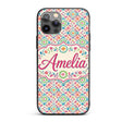 Watercolor Boho Floral Pastel Medallion Soft Custom Name Protective Phone Case Mobile Cover Durable Everyday Smartphone Shock Resistant