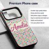 Watercolor Boho Floral Pastel Medallion Soft Custom Name Protective Phone Case Mobile Cover Durable Everyday Smartphone Shock Resistant