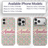 Watercolor Boho Floral Pastel Medallion Soft Custom Name Protective Phone Case Mobile Cover Durable Everyday Smartphone Shock Resistant