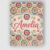 Personalised Name Bright Folk Floral Custom  Contemporary Display Elegant Feature Canvas Wall Art Print Decor Picture Ready to Hang