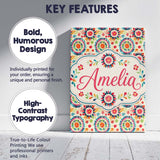 Personalised Name Bright Folk Floral Custom  Contemporary Display Elegant Feature Canvas Wall Art Print Decor Picture Ready to Hang