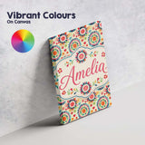 Personalised Name Bright Folk Floral Custom  Contemporary Display Elegant Feature Canvas Wall Art Print Decor Picture Ready to Hang