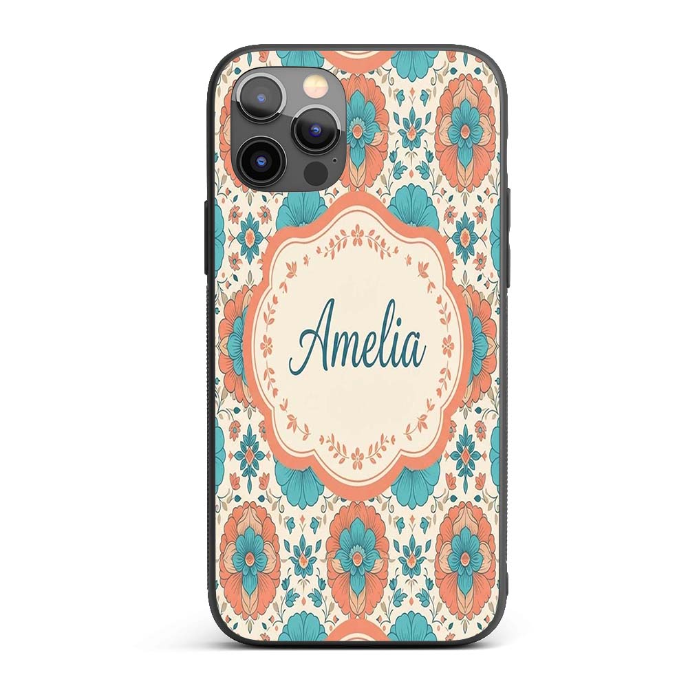 Soft Pastel Daisy Floral Repeating Printed Design Custom Name Protective Phone Case Mobile Cover Durable Everyday Smartphone Shock Resistant