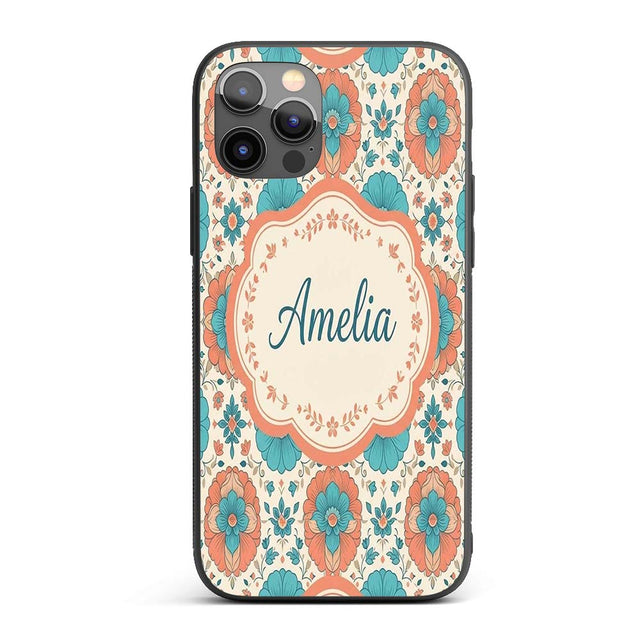 Soft Pastel Daisy Floral Repeating Printed Design Custom Name Protective Phone Case Mobile Cover Durable Everyday Smartphone Shock Resistant