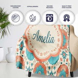 Soft Pastel Daisy Floral Repeating Vintage Seamless Pattern Name  Personalised Custom Name Super Soft Fleece Blanket Bed Sofa Throw