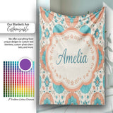 Soft Pastel Daisy Floral Repeating Vintage Seamless Pattern Name  Personalised Custom Name Super Soft Fleece Blanket Bed Sofa Throw