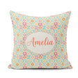 Custom Name Delicate Pastel Floral Tile Garden Pattern Name Cute Square Filled Cushion Throw Pillow Sofa Bed Home Decor Zip Washable UK Made