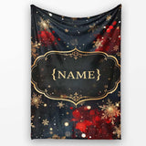 Dark Festive Snowflake Sparkle Seamless Pattern Perfect Gift for Her  Personalised Custom Name Super Soft Fleece Blanket Bed Sofa Throw