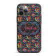 Vibrant Neon Floral Swirl Psychedelic Garden Custom Name Protective Phone Case Mobile Cover Durable Everyday Smartphone Shock Resistant