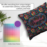 Custom Name Vibrant Neon Floral Swirl Psychedelic Garden Pattern Square Filled Cushion Throw Pillow Sofa Bed Home Decor Zip Washable UK Made