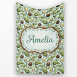 Vintage Avocado Botanical Illustration Leaves Fruit Seamless  Personalised Custom Name Super Soft Fleece Blanket Bed Sofa Throw