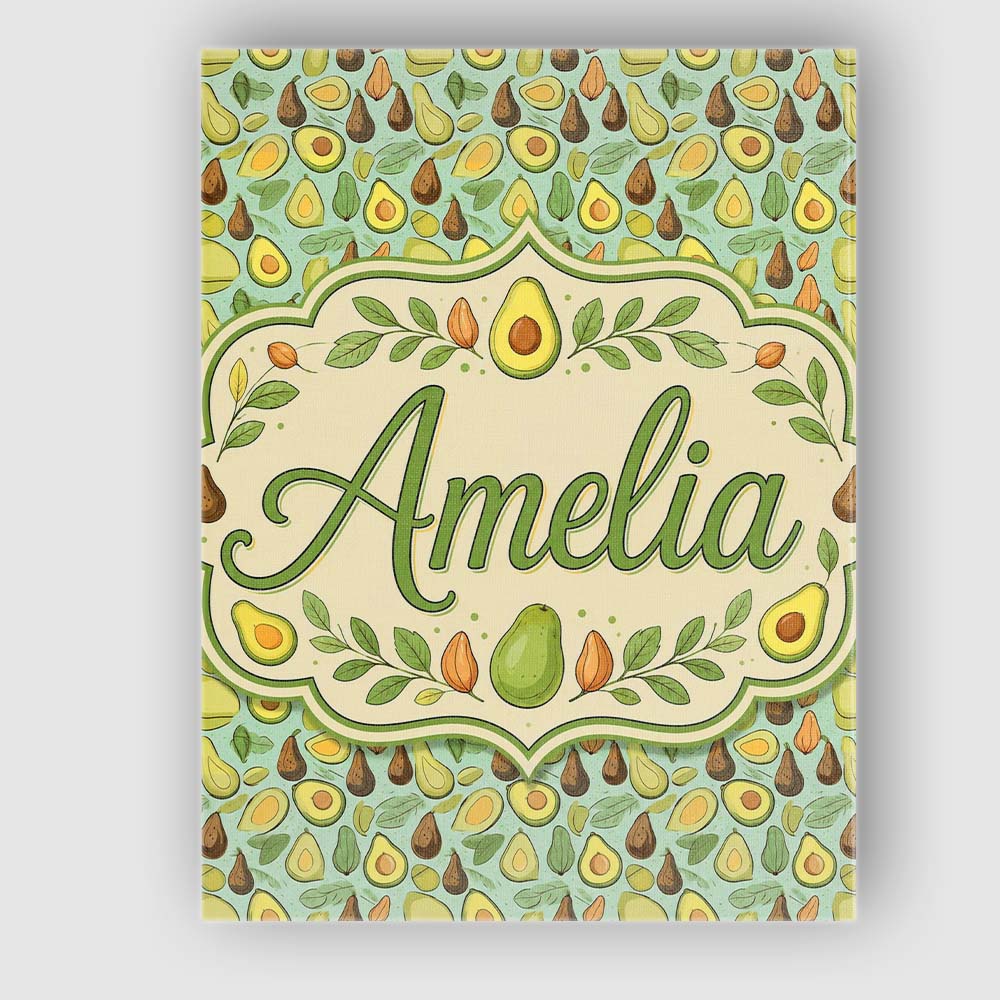Personalised Name Cute Avocado and Pear Custom  Modern Room Accent Elegant Feature Canvas Wall Art Print Decor Picture Ready to Hang