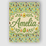 Personalised Name Cute Avocado and Pear Custom  Modern Room Accent Elegant Feature Canvas Wall Art Print Decor Picture Ready to Hang