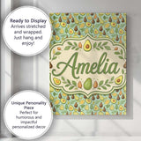 Personalised Name Cute Avocado and Pear Custom  Modern Room Accent Elegant Feature Canvas Wall Art Print Decor Picture Ready to Hang