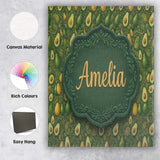 Personalised Name Dark Green Avocado Custom Premium Decorative Design Modern Room Accent Canvas Wall Art Print Decor Picture Ready to Hang