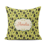 Custom Name Avocado Fruit Minimal Olive Green Seamless Name Cute Square Filled Cushion Throw Pillow Sofa Bed Home Decor Zip Washable UK Made