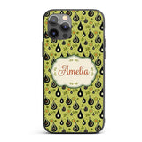 Avocado Fruit Minimal Olive Green Printed Design Custom Name Protective Phone Case Mobile Cover Durable Everyday Smartphone Shock Resistant