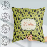 Custom Name Avocado Fruit Minimal Olive Green Seamless Name Cute Square Filled Cushion Throw Pillow Sofa Bed Home Decor Zip Washable UK Made