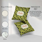 Custom Name Avocado Fruit Minimal Olive Green Seamless Name Cute Square Filled Cushion Throw Pillow Sofa Bed Home Decor Zip Washable UK Made