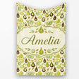 Mid Century Avocado and Leaves Abstract Seamless Pattern Name Cute  Personalised Custom Name Super Soft Fleece Blanket Bed Sofa Throw