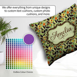 Custom Name Autumn Avocado Leaf Earth Tone Seamless Pattern Name Square Filled Cushion Throw Pillow Sofa Bed Home Decor Zip Washable UK Made