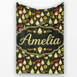Mid Century Pear and Avocado Geometric Seamless Pattern Name Cute  Personalised Custom Name Super Soft Fleece Blanket Bed Sofa Throw