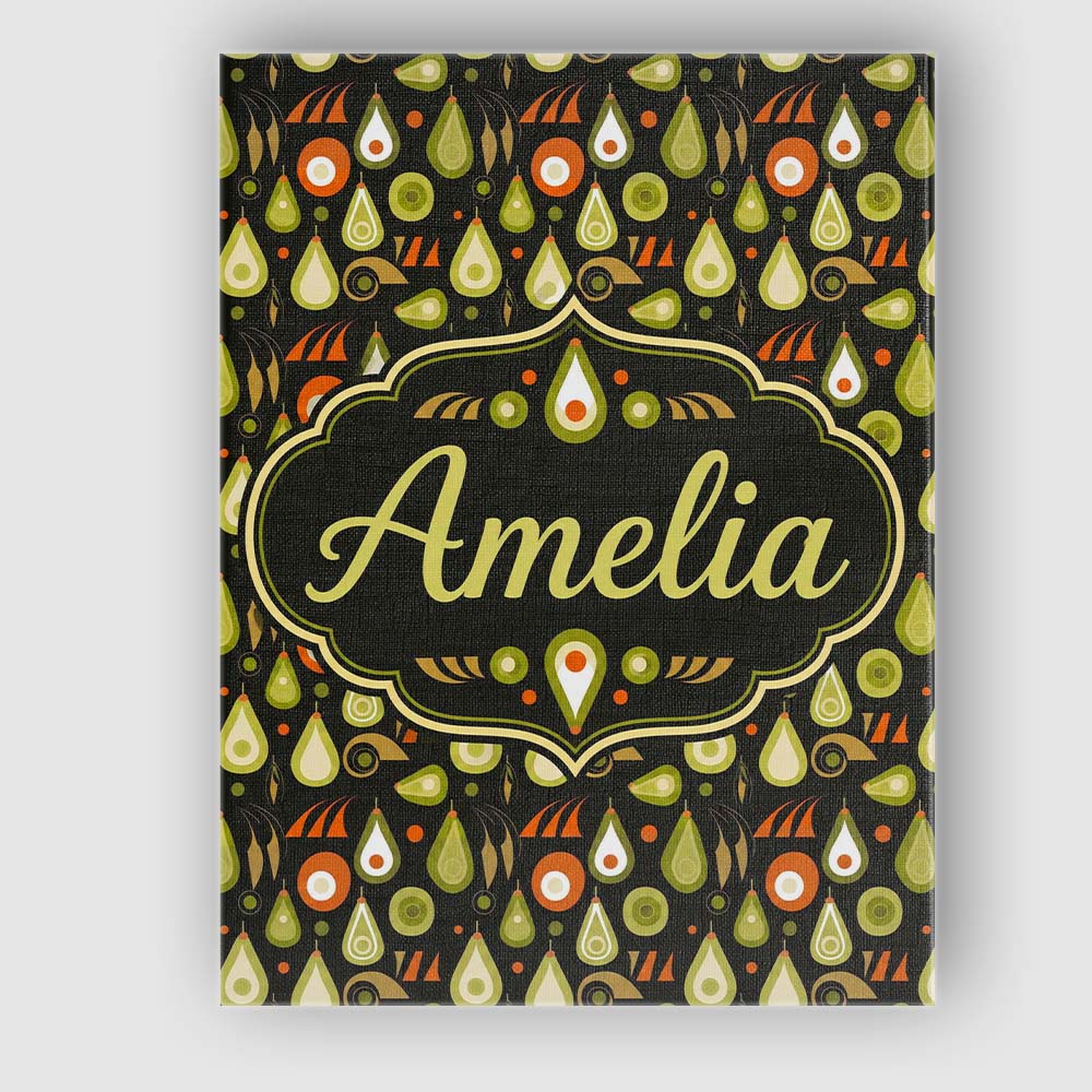Personalised Name Mid Century Pear and Custom  Modern Room Accent Elegant Feature Canvas Wall Art Print Decor Picture Ready to Hang
