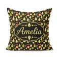 Custom Name Mid Century Pear and Avocado Geometric Seamless Name Square Filled Cushion Throw Pillow Sofa Bed Home Decor Zip Washable UK Made