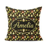 Custom Name Mid Century Pear and Avocado Geometric Seamless Name Square Filled Cushion Throw Pillow Sofa Bed Home Decor Zip Washable UK Made