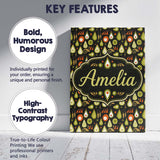 Personalised Name Mid Century Pear and Custom  Modern Room Accent Elegant Feature Canvas Wall Art Print Decor Picture Ready to Hang